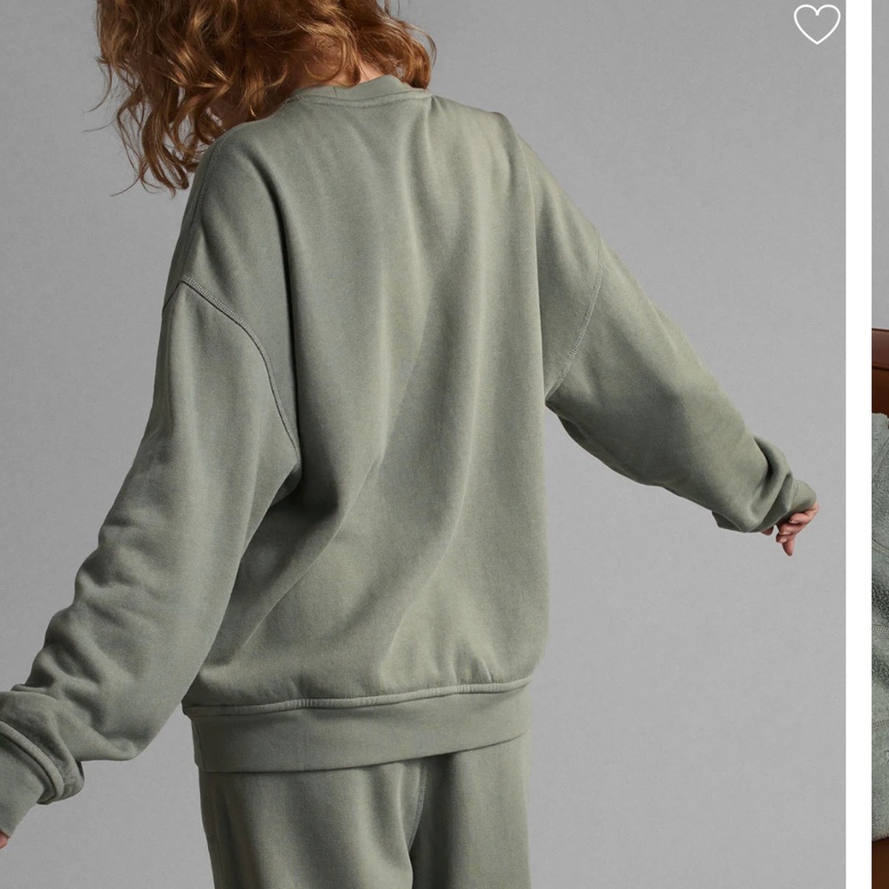 Lunya Shaded Olive Silksweats Midweight Reversible Pocket Sweatshirt Small - Picture 2 of 12